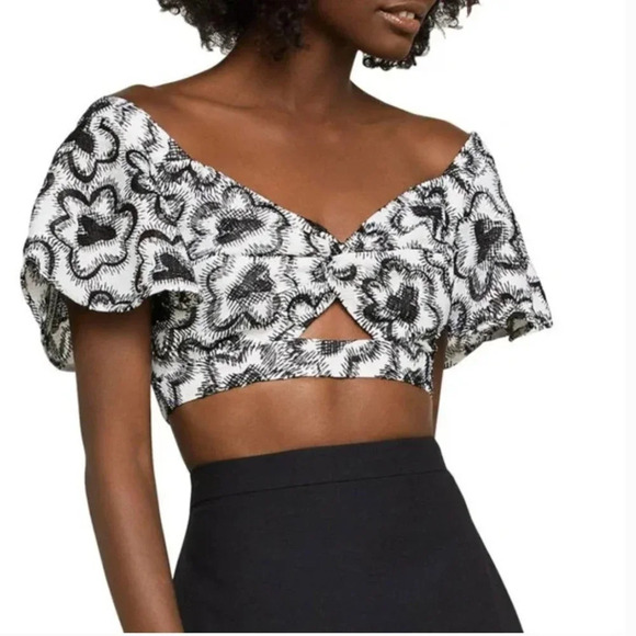 NWOT BCBGMaxAzria | Floral Embroidered Crop Top - Size L - Picture 1 of 11